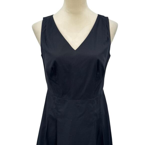 Brooks Brothers Petite Black Poplin Cotton V-neck Sleeveless Fit & Flare Dress - Picture 5 of 12